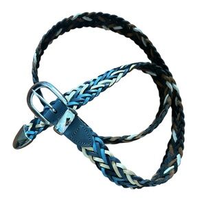 Vintage Leather Braided Blue/ Navy/ Cream/ Tan Women's Belt Size:XL